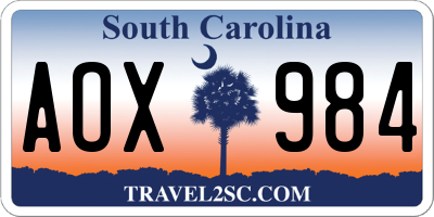 SC license plate AOX984