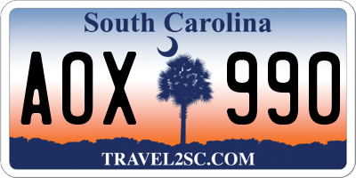 SC license plate AOX990