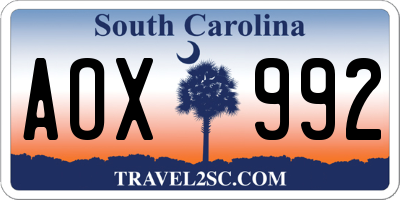 SC license plate AOX992
