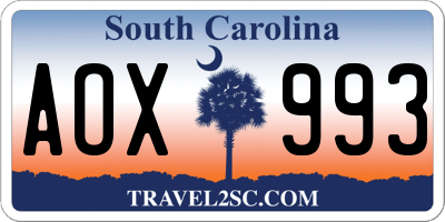 SC license plate AOX993