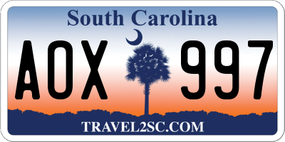 SC license plate AOX997