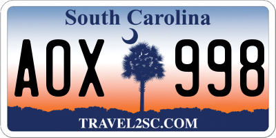 SC license plate AOX998