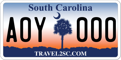 SC license plate AOY000