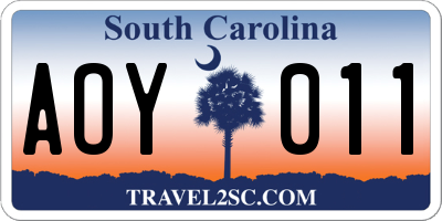 SC license plate AOY011