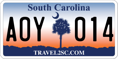 SC license plate AOY014