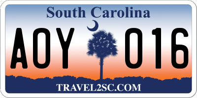 SC license plate AOY016