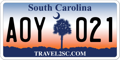 SC license plate AOY021