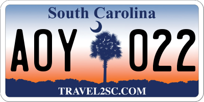 SC license plate AOY022