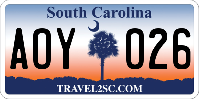 SC license plate AOY026