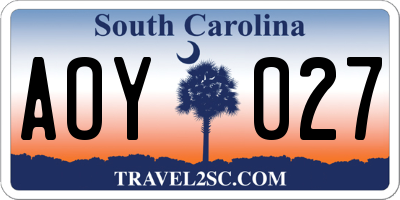 SC license plate AOY027