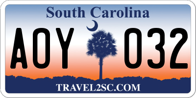 SC license plate AOY032
