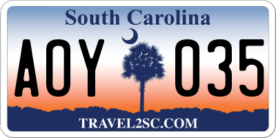 SC license plate AOY035