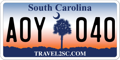 SC license plate AOY040