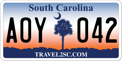 SC license plate AOY042