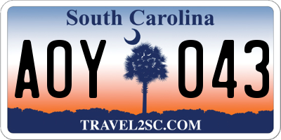SC license plate AOY043