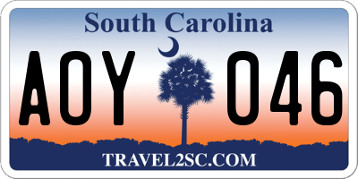 SC license plate AOY046