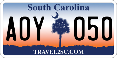 SC license plate AOY050