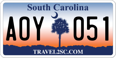 SC license plate AOY051