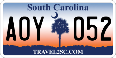 SC license plate AOY052