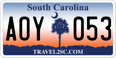 SC license plate AOY053