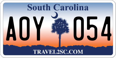 SC license plate AOY054