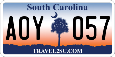 SC license plate AOY057