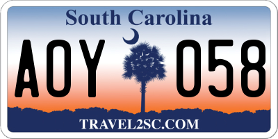SC license plate AOY058