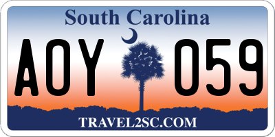 SC license plate AOY059
