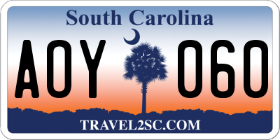 SC license plate AOY060