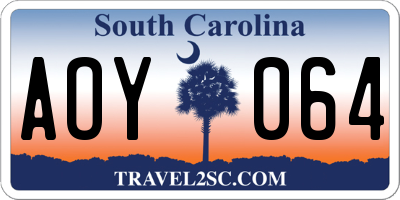 SC license plate AOY064