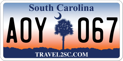 SC license plate AOY067