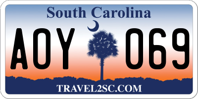 SC license plate AOY069