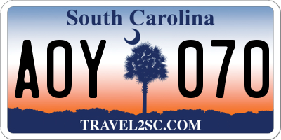 SC license plate AOY070