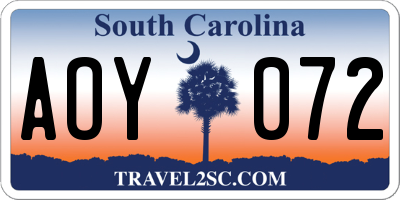 SC license plate AOY072
