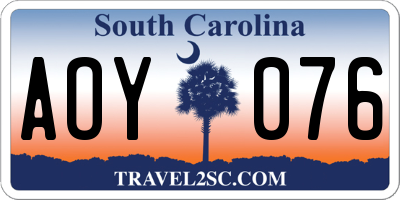 SC license plate AOY076