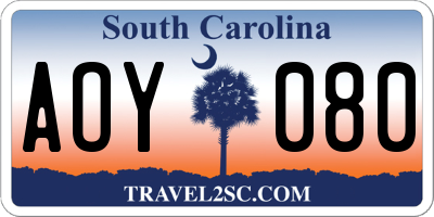 SC license plate AOY080