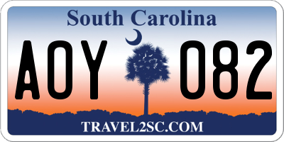 SC license plate AOY082