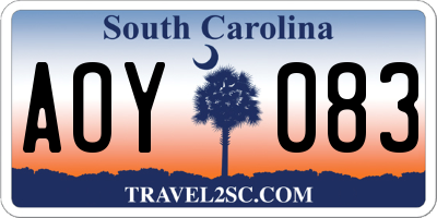 SC license plate AOY083