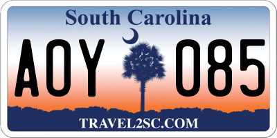SC license plate AOY085