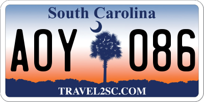 SC license plate AOY086