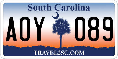 SC license plate AOY089