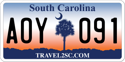 SC license plate AOY091