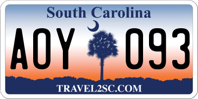 SC license plate AOY093