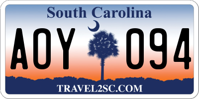 SC license plate AOY094