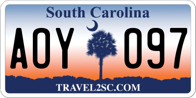 SC license plate AOY097