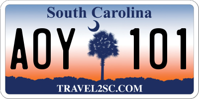 SC license plate AOY101