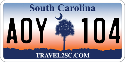 SC license plate AOY104