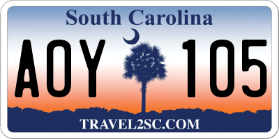 SC license plate AOY105