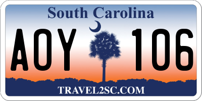 SC license plate AOY106