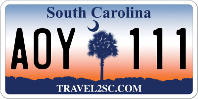 SC license plate AOY111